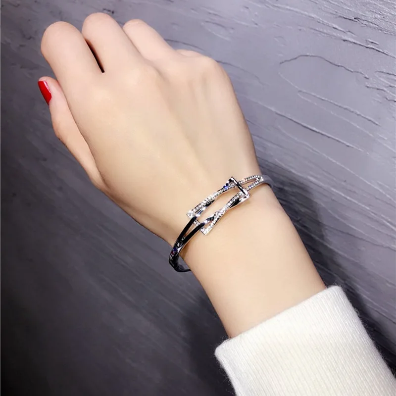 High Quality Bling Crystal Cuff Bracelets& Bangles for Women Fashion Luxury Brand Bracelet Pulseira Feminina Valentine's Gift