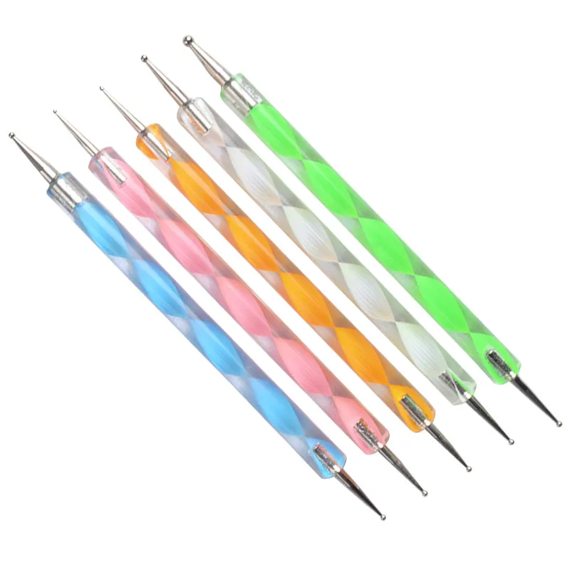 5Pcs/Pack Professional Nail Art Tool 2 ways Swirl Marbleizing Steel Dotting Pen | Красота и здоровье