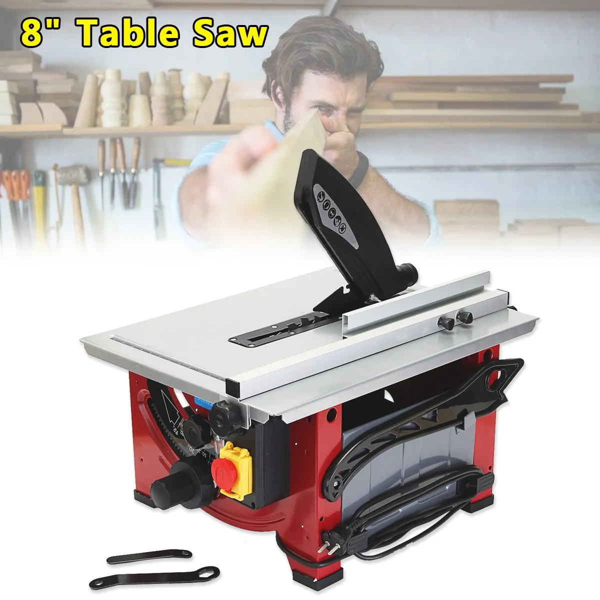 

230-240V 50HZ 900W 4800r/min DIY Multifunctional Wood Timber Bench Table Saw 210mm 8inch Sliding Wood Board Cutter Electric Saws