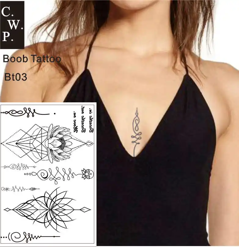 Bt03 1 قطعة تحت المعتوه القص المؤقتة الوشم مع Unalone والروحية الرموز Loutus نمط الجسم الفن Body Art Piece Tattootattoo Pieces Aliexpress