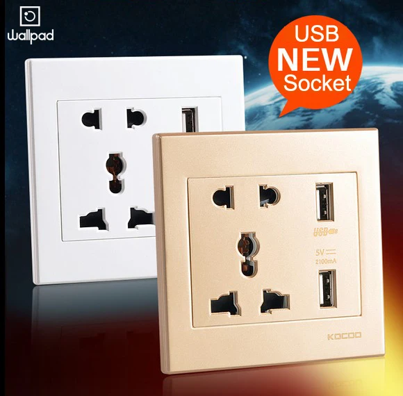 Luxury Double USB Wall Socket for Plugs 110 250V Universal Wall Socket