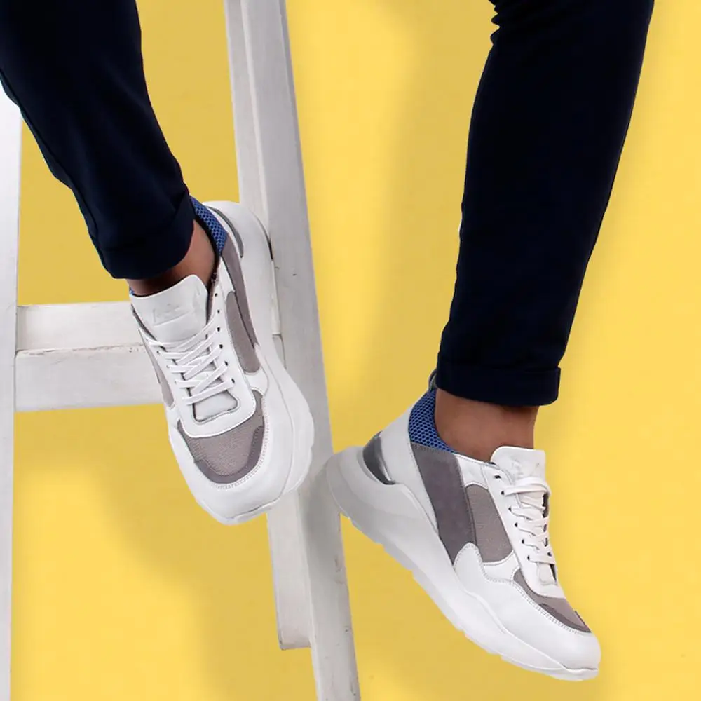 

Genuine Leather White Color High Bottom Men's Sneaker