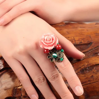 

Ring Large Flowers Vintage Wedding Gift Large Female Decoration Rings For Women Charms Jewelry Statement Rings Female