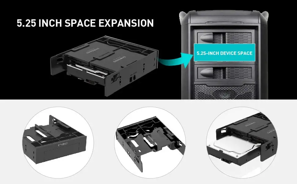 Ineo, не требующий инструментов, 5,25 дюйма, монтажный адаптер для жесткого диска 2x2,5 дюйма, SSD и 1x3,5 HDD в 5,25 конвертер [3544]
