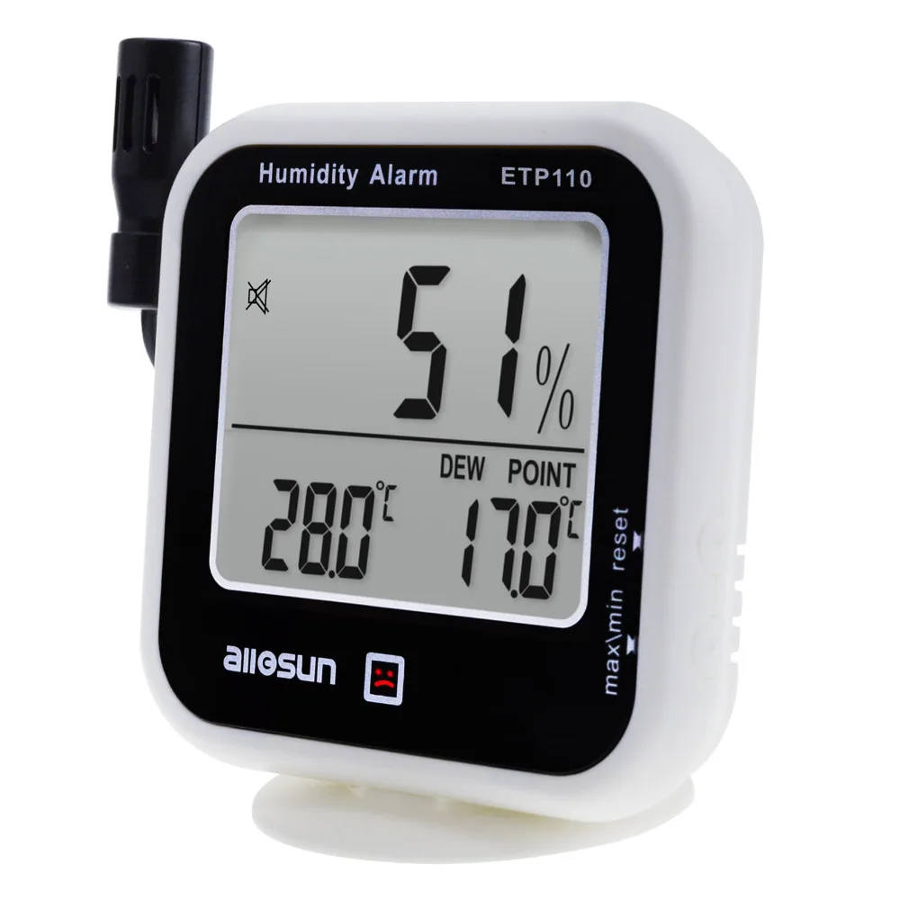 

Digital Indoor or Outdoor Hygrometer and Thermometer Thermo-hygrometer, Dew Point Humidity Alarm 14~140degF Temperature