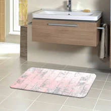 Alfombrillas de baño antideslizantes lavables suaves para baño con estampado 3d de madera y árbol Vintage de color rosa gris envejecido