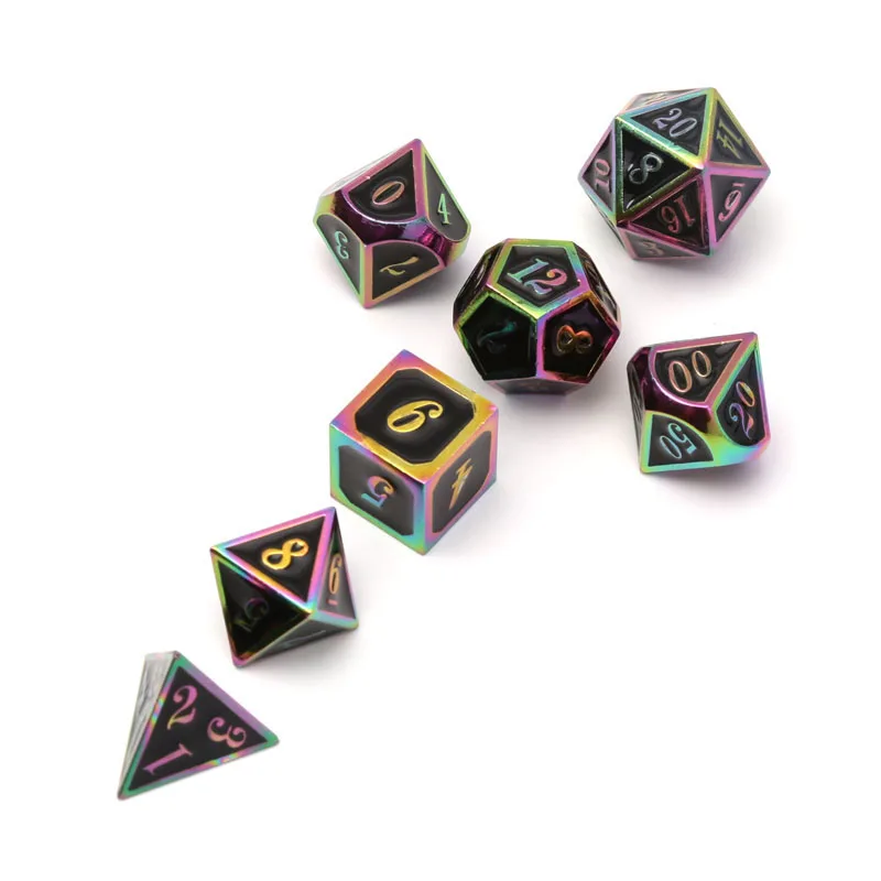 Chengshuo игральные кости dnd Металлический Набор rpg многогранные черные настольные