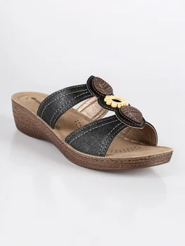 

INBLU slippers black wedge and rhinestone