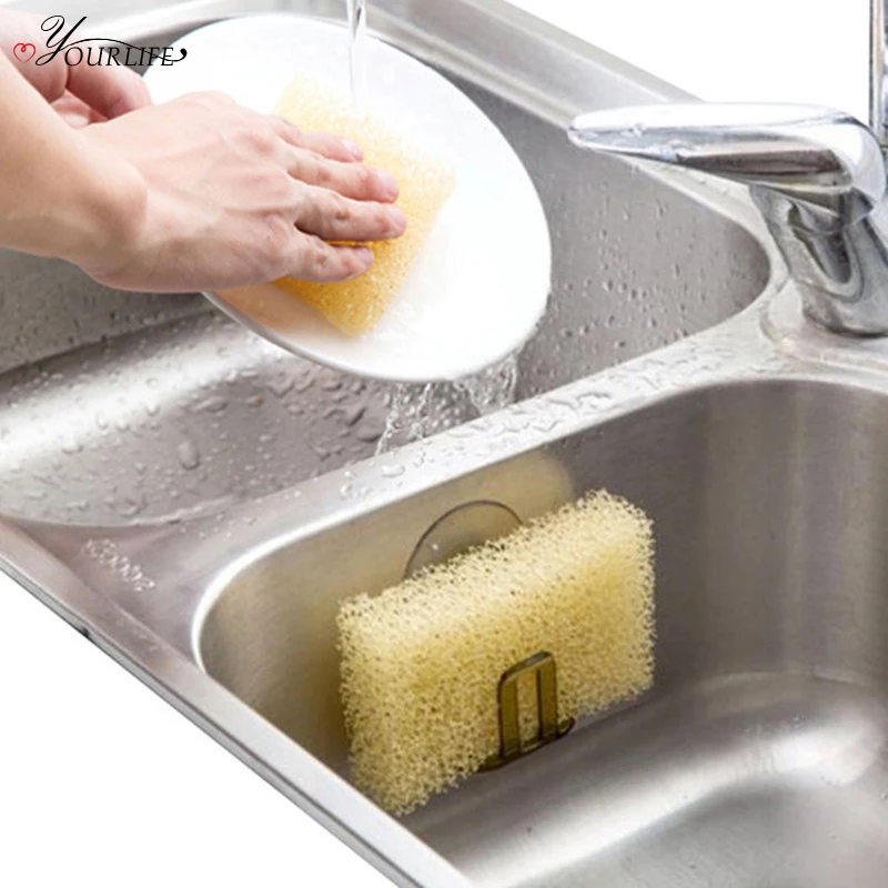 OYOURLIFE المطبخ الالتصاق بالوعة حامل الإسفنج المنظم المطبخ الحمام تخزين أداة المنزلية العملي حامل رف للتخزين