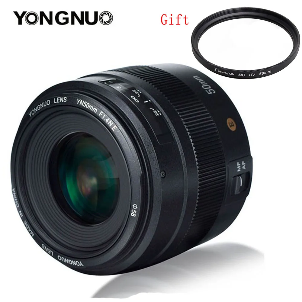 Объектив YONGNUO YN50MM 50 мм F1.4N F1.4 E Standard Prime AF/MF для Nikon D3400 D5300 D7200 D750 D5600 D3200 D7100 D3300