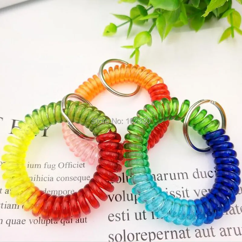 

Stretchable Spiral Wrist Coil Key Tags Plastic Spring Hand Ring Garment Tag Wrist Band Key Fob