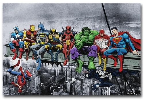 Custom Canvas Wall Painting Funny Superheroes Poster Deadpool Hulk Batman Stickers font b Anime b font