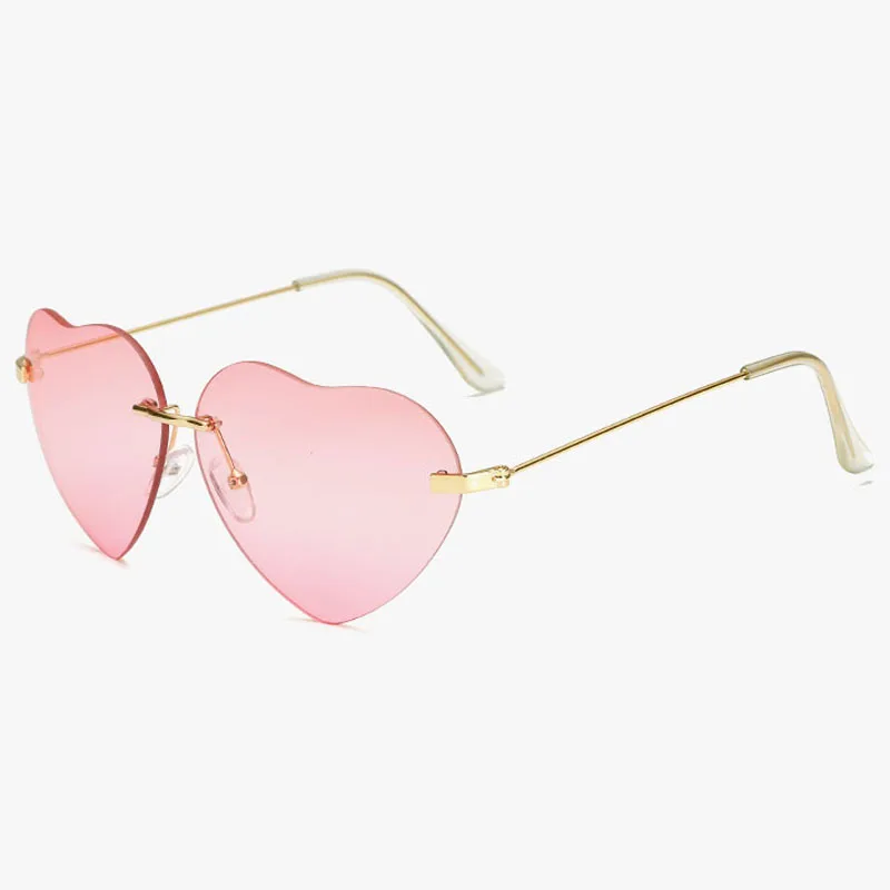 Модные дизайнерские солнцезащитные очки с сердечком, Брендовые женские солнцезащитные очки без оправы, розовые, красные, Gafas, элегантные оттенки, женские винтажные очки - Цвет линз: 09
