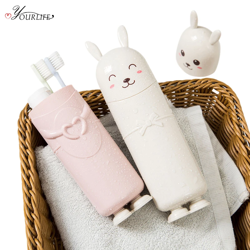 OYOURLIFE Cute Cartoon Toothbrush Storage Box Portable Outdoor Travel Tooth Brush Protect Case Bathroom Toothbrush Organizer