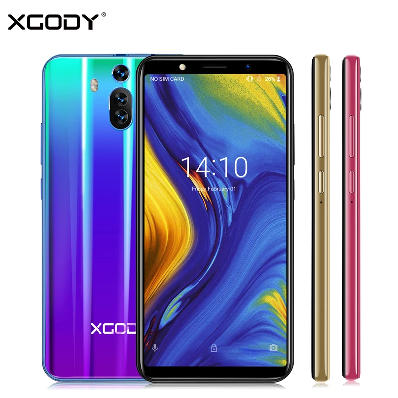 

XGODY Mate RS 3G Dual Sim Smartphone Android 8.1 6 Inch 18:9 Full Screen Mobile Phone 1GB RAM 8GB ROM 2800mAh GPS WiFi Cellphone