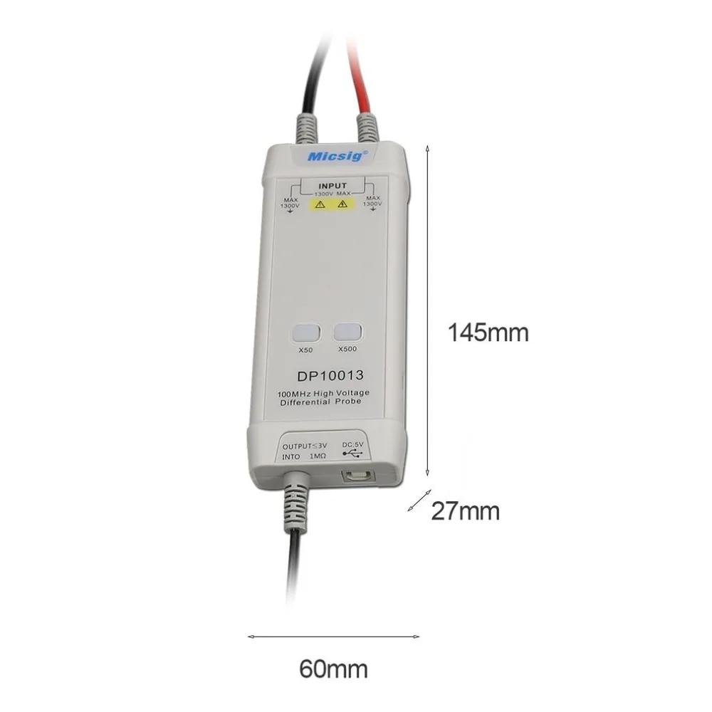Micsig осциллограф 1300 в 100 МГц высокое напряжение дифференциальный зонд комплект 3.5ns время подъема 50X/500X скорость затухания DP10013