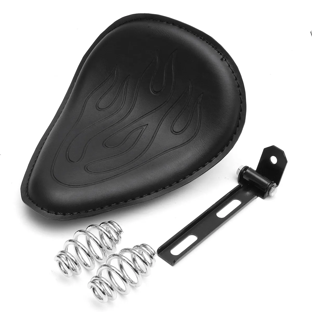 Motorcycle Leather Spring Solo Bracket Seat Mount Flame Pattern