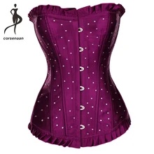 Готический атласный корсетный костюм размера плюс, блестки и стразы, Одежда для танцев, костюмы, корсеты на шнуровке, Корректирующее белье для тела, вечерние 848
