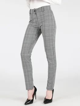 

Spring high-waist matching plaid Stripe slim pencil pants casual pants