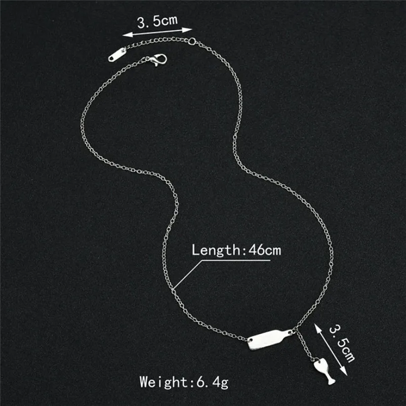 Necklace chain for women Wine Bottle Cup Long Pendant Necklace Statement Choker Chain collares mujer Collier ras de cou A15#N (2)