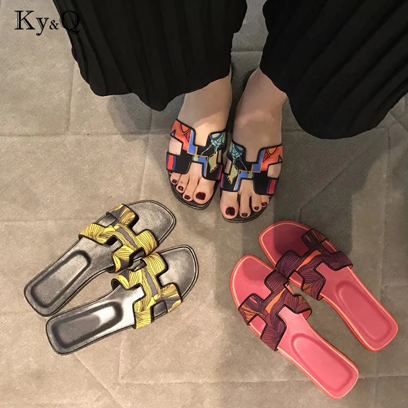 Genuine Leather Spring Summer Shoes Fashion Flat Heel Sandals Word Cool ...