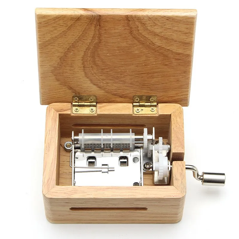 Fashion DIY Hand Crank Music Box Wooden Box With Hole Puncher And Paper