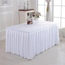 Полиэстер Скатерть овальная белая плиссированная покрытие для стола для свадебной вечеринки, встречи, декора, отеля, стол юбка
