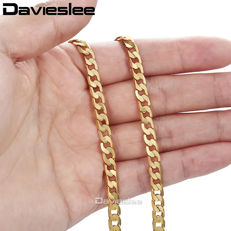 Мужское ожерелье с цепочкой Davieslee розовое белое золото цепочка кубинское звено