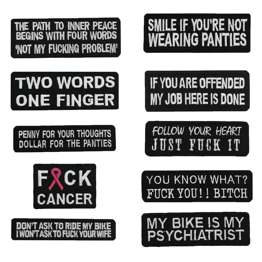 

name tag Patch Embroidered Applique Sewing Label punk biker Patches Clothes Stickers Apparel Accessories Badge