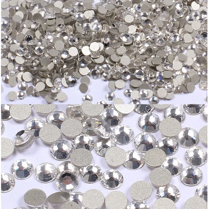 Не исправление Flatback Стекло Дизайн ногтей Стразы SS3-SS40 блеск прочных Diamonds
