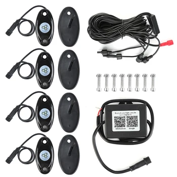 

4pcs/Set RGB LED Rock Lights Wireless Bluetooth Music Flashing Multi Color For 4x4 off Road Vehicle HWC