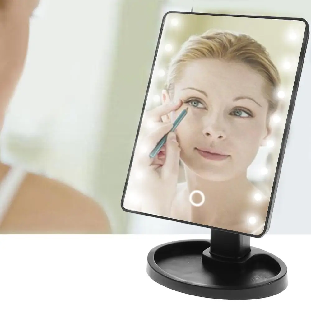 Профессиональный светодиодный сенсорный экран, зеркало для макияжа, модное зеркало с 16/22 светодиодный подсветкой, регулируемое на 180 градусов настольное зеркало для макияжа