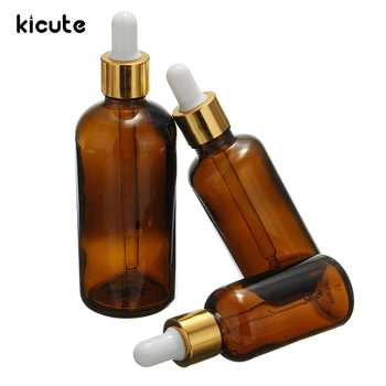 

Kicute New 1pc 30ml 50ml 100ml Glass Amber Bottles Empty Essential Oil Dropper Eye Aromatherapy Laboratory Bottle Lab Stationery