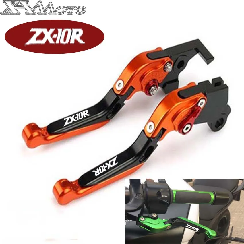 Для KAWASAKI ZX10R ZX 10R 2006 2007 2008 2009- Аксессуары для мотоциклов Складной Выдвижная сцепные рычаги логотип ZX-10R
