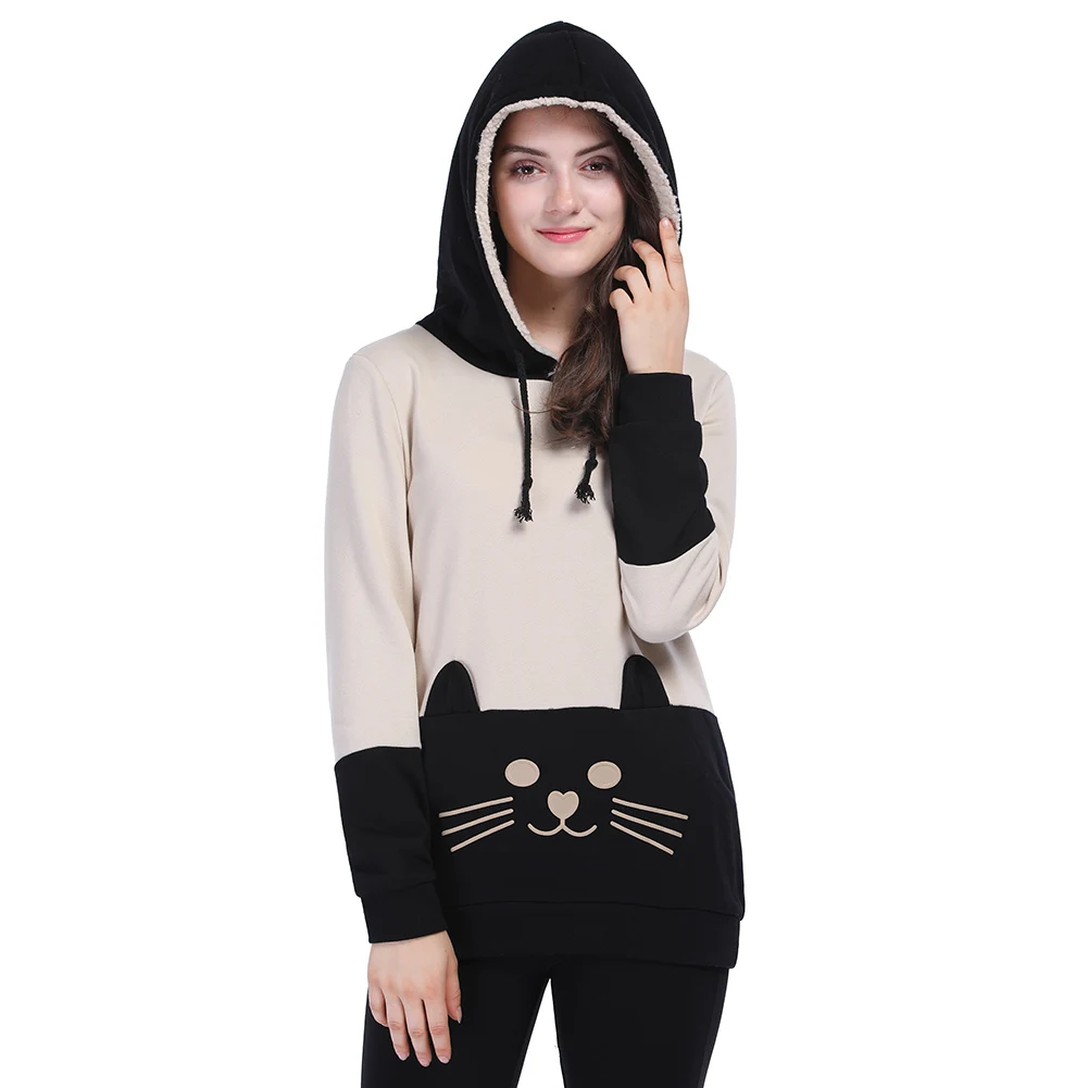Cat Hoodies With Cuddle Pouch Hoodies For Casual Pullovers With Ears