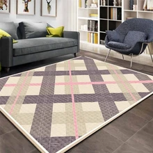 Розовый коричневый простой темно-синий серый геометрический 3d принт Нескользящая микрофибра Гостиная декоративный современный моющийся коврик