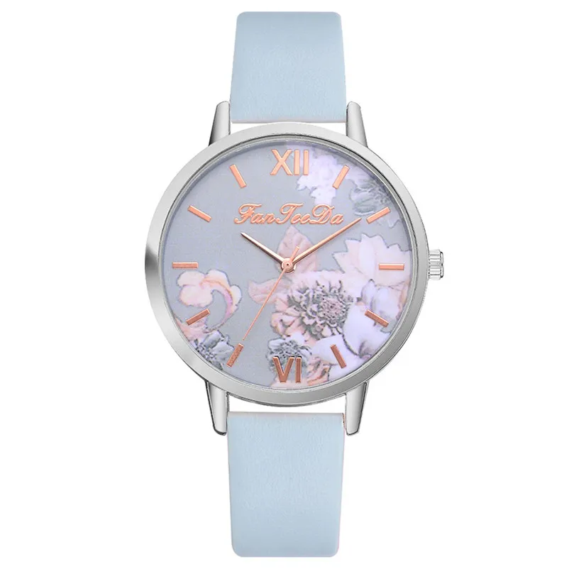 Newly women watches bracelet watch ladies Printed Flower Causal Quartz Analog Wrist Watches clock time Relogio Masculino S21 (5)