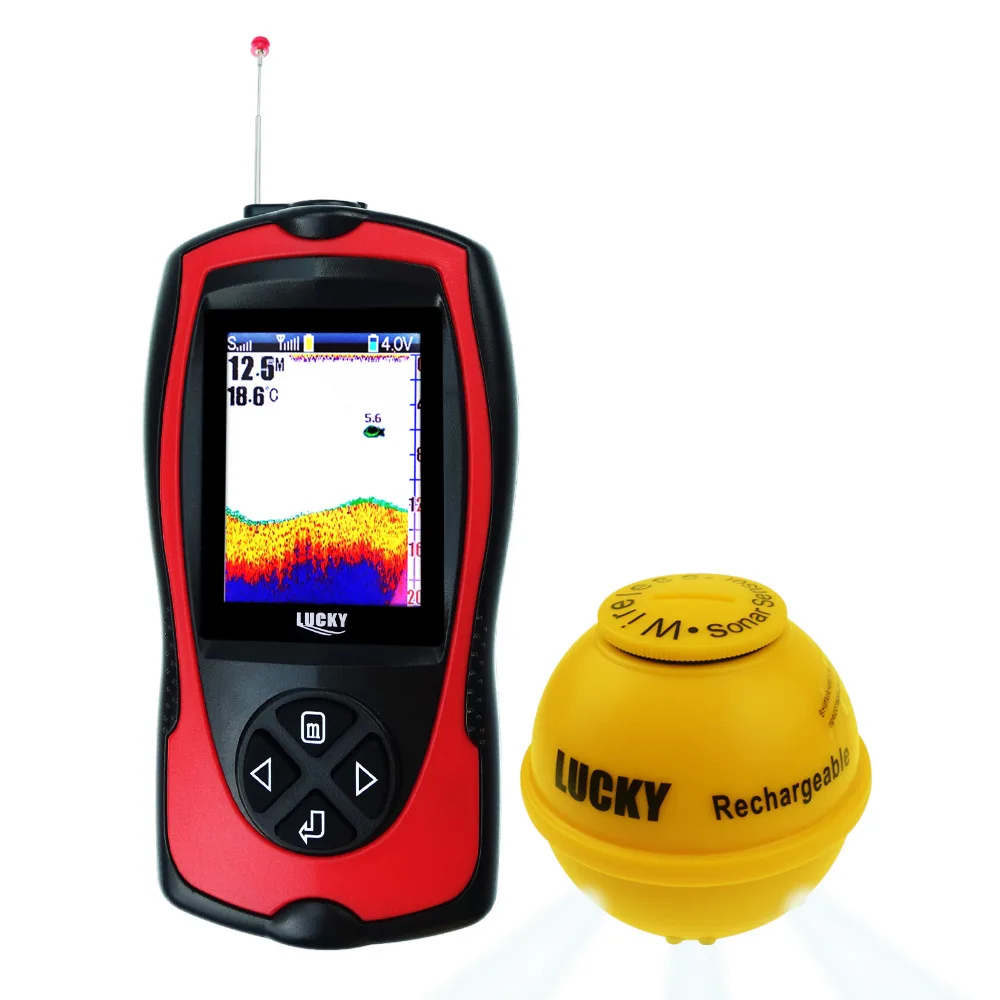 

LUCKY Wireless Fish Finder w/ Fish Attractive Light Lamp & Color LCD 45M Depth 100M Sensor Transducer Portable Rechargeable