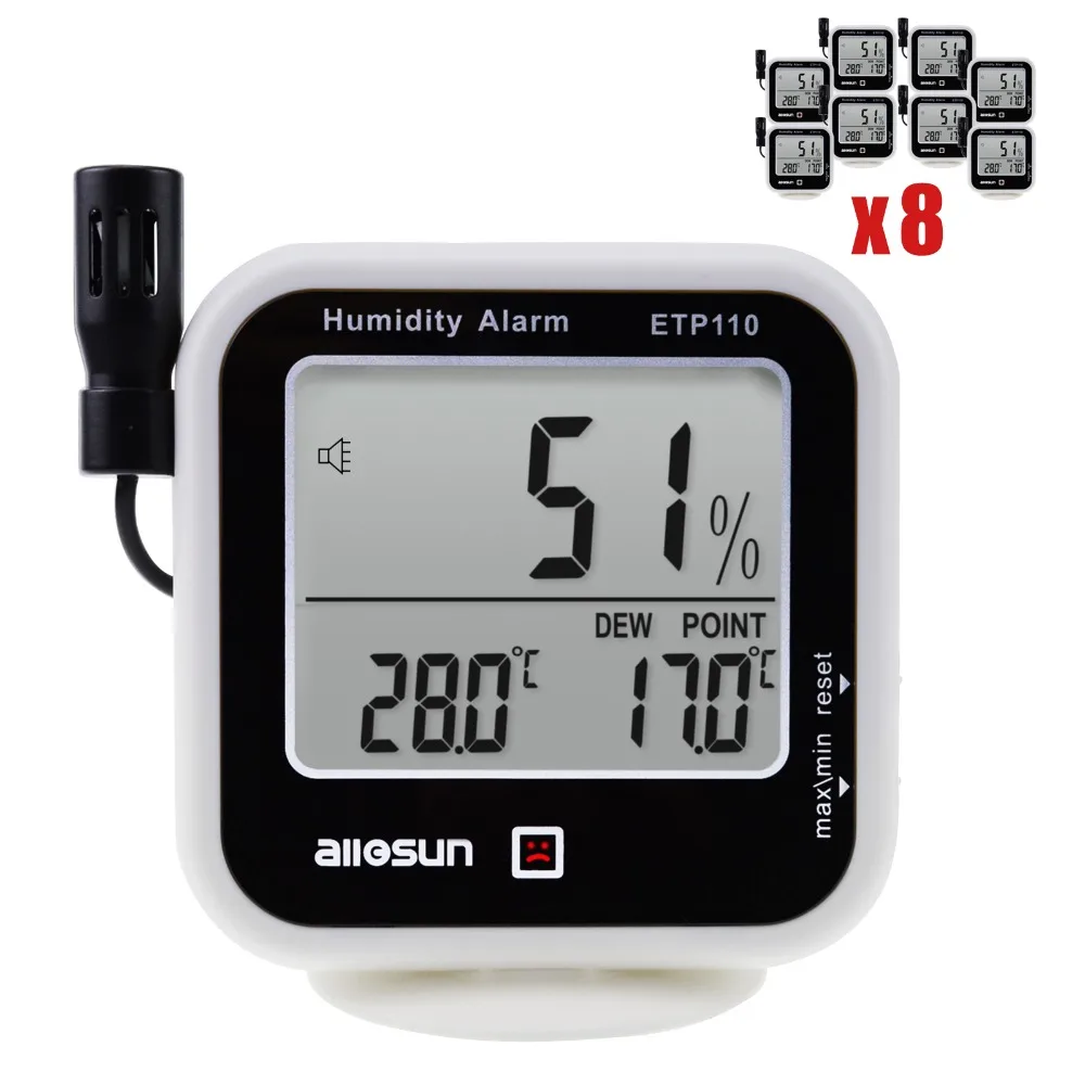 8 pieces x Multifunction Thermo Hygrometer Indoor Outdoor Temperature