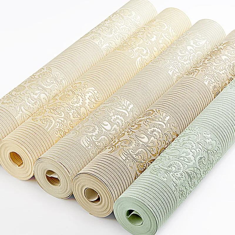 

Wallpapers Youman Beige Yellow 3D Embossed Texture Floral Striped Wallpaper Roll For Wall Bedroom Modern Luxury F Living room
