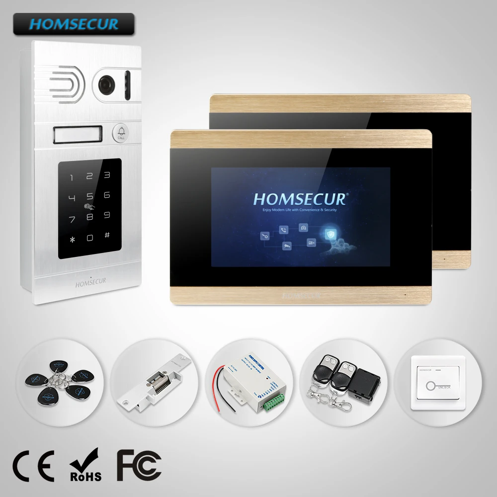 

HOMSECUR 7" Wired Video&Audio Smart Doorbell with RFID Access for Apartment BC071-S+BM715-G