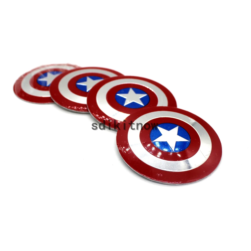 

4pcs Captain American Car Wheel Hub Caps Cover Rim Sticker Reflective Badge Fit Styling For BMW AUDI VW FORD HONDA KIA JEEP