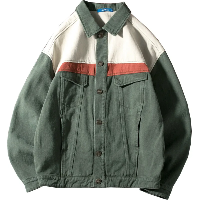 

2019 Women Contrast Color Stitching Color Blocking Turn Down Collar Patchwork Oversized Loose Long Sleeve Autumn Jacket