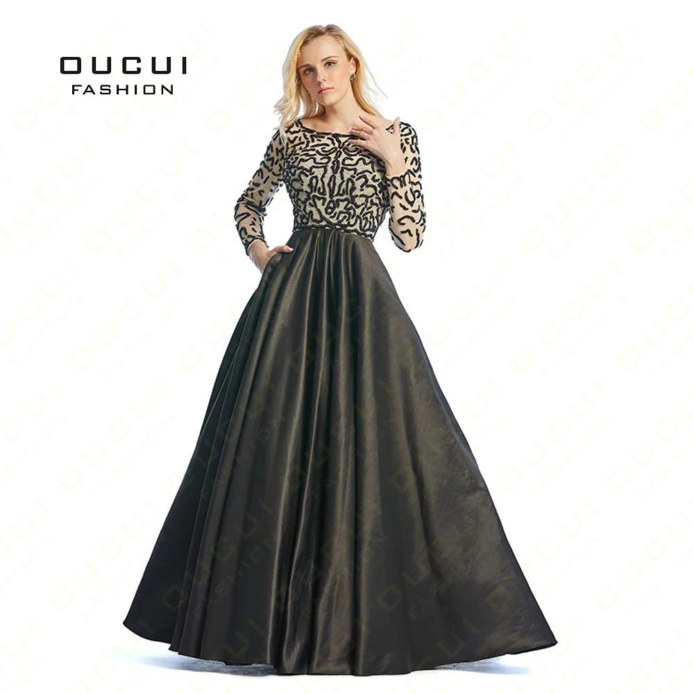 Long Sleeves robe paillette crystal Woman robe de soiree manche longue Long Prom font b Dress