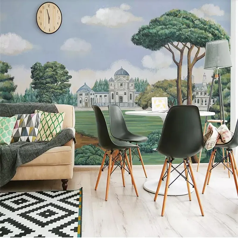 Hand-painted European painting castle forest wall decoration painting factory wholesale wallpaper mural photo wall Hand-painted European painting castle forest wall decoration painting factory wholesale wallpaper mural photo wall