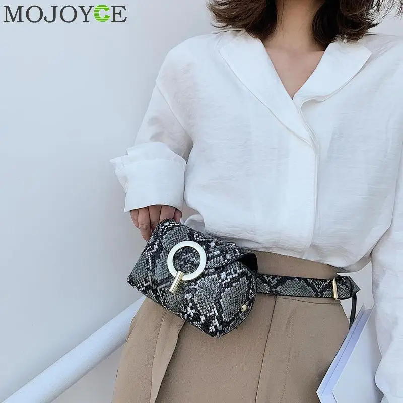 

New Fashion Snake Pattern Leather Belt Bags Phone Pouch Women PU Leather Waist Bags Female Fanny Packs bolsa feminina