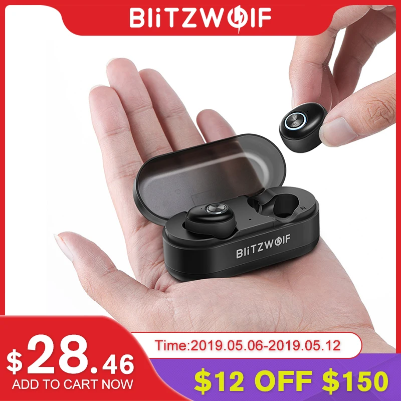 New Blitzwolf BW-FYE2 TWS True Wireless bluetooth 5.0 Earphone Hi-Fi Stereo Sound Bilateral Calls Sport Earbuds + Charging Box