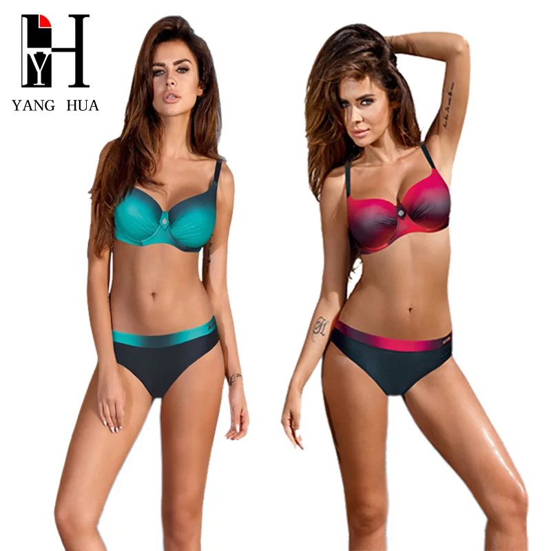

YANG HUA New Bikini 2018/19 Women's Swimsuit Stripe Sexy Bikini Push up Swimsuit Patchwork Swimsuit Bikinis Beach Swimwear Set