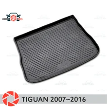 Коврик для багажника для Volksawgen Tiguan 2007~ Коврик для пола багажника нескользящий полиуретановый грязезащитный багажник для стайлинга автомобилей