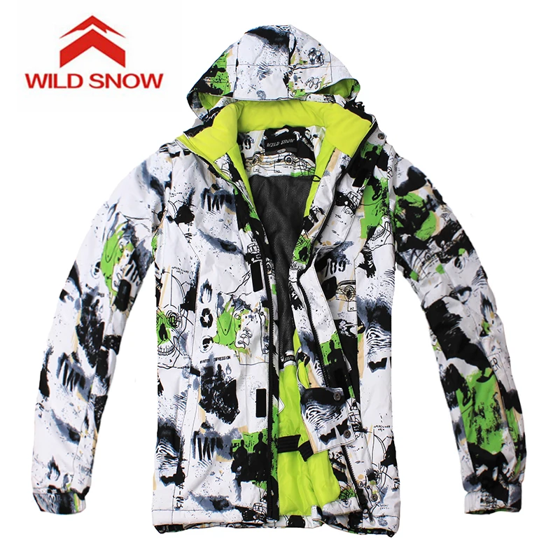Wild Snow Brand Ink Painting Ski Jackets men windproof